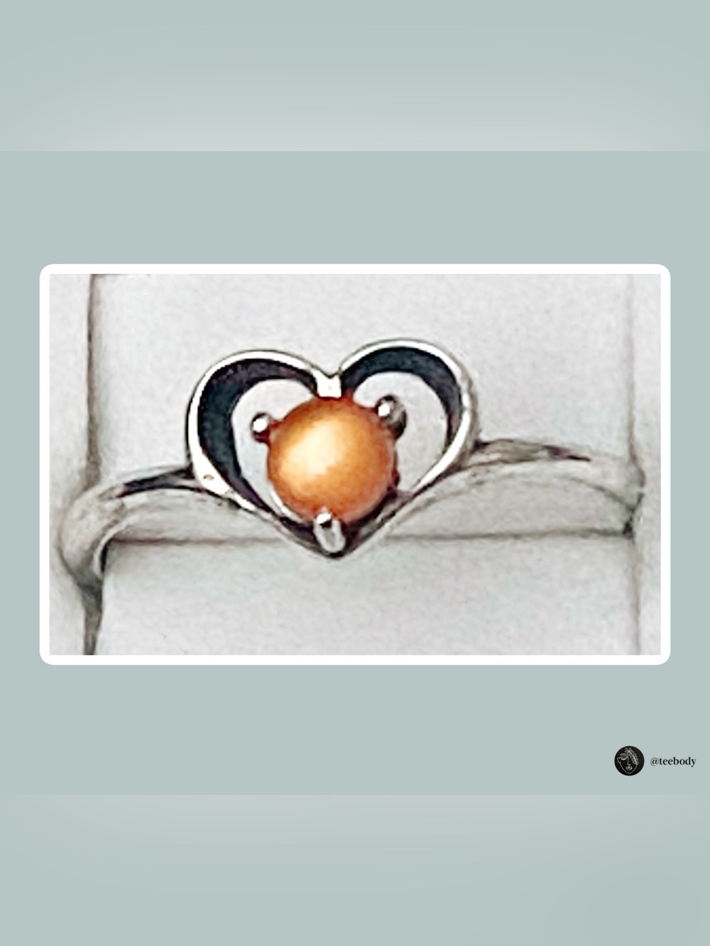 Vintage WMCO Sterling Silver Paua Abalone Heart Ring NWT Deadstock
